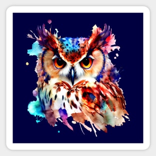 Owl Colourful Art | Watercolor Painting of the Owl Sticker